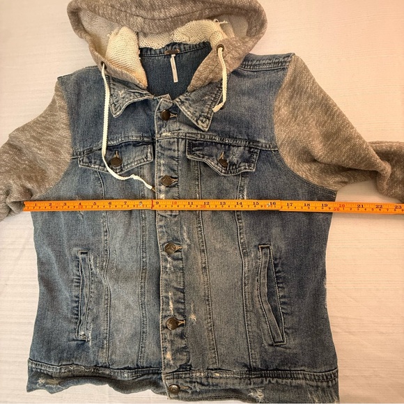 Free People Blue and Gray Jean Jacket - Picture 6 of 7